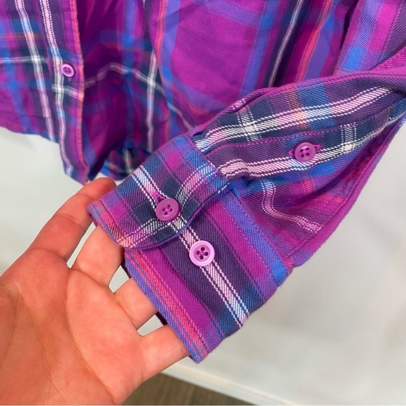 North Face Women Purple Flannel M - Picture 6 of 9